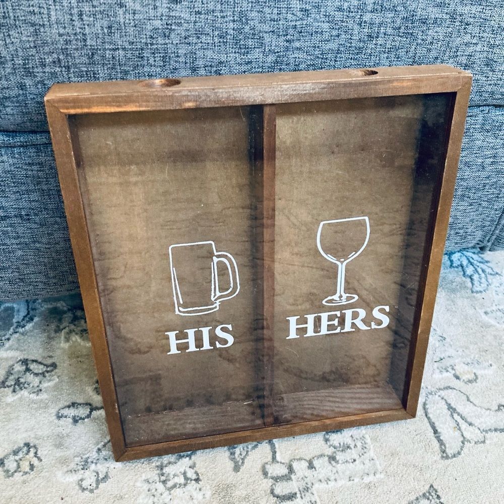 His & Hers Beer Wine Cork Wall Decor Box